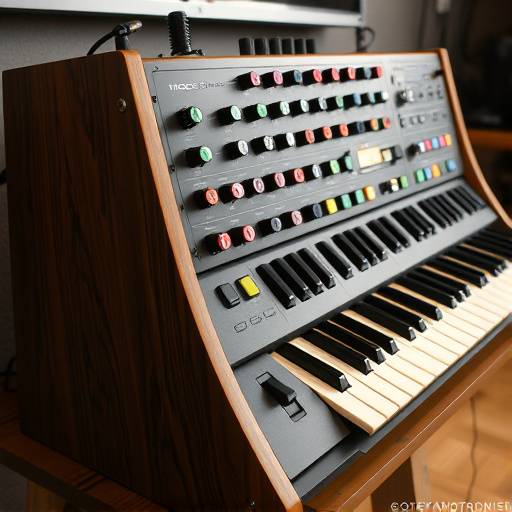 Moog Grandmother アナログシンセサイザー、木製のサイドパネルとカラフルなノブ